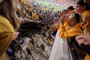 University of Iowa students cheer for their team while they walked off the field after Iowa played Ohio State on Sept. 30, 2006.