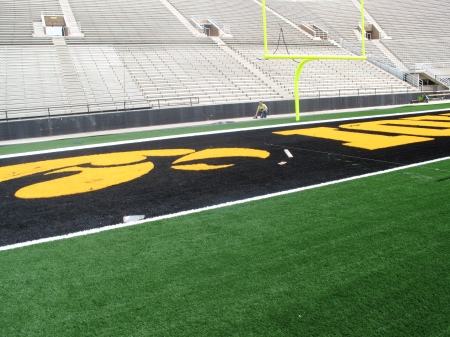 Here's the north end zone of Kinnick Stadium with new FieldTurf. (Scott Dochterman/The Gazette)